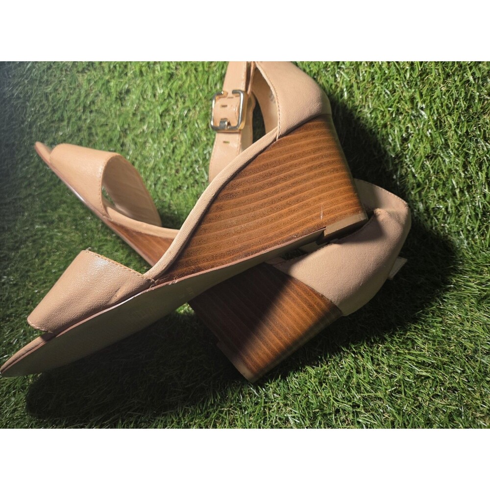 Nine West Womens sz11 M Beige NW7PHONECALL Ankle Strap Wedge Sandals #14